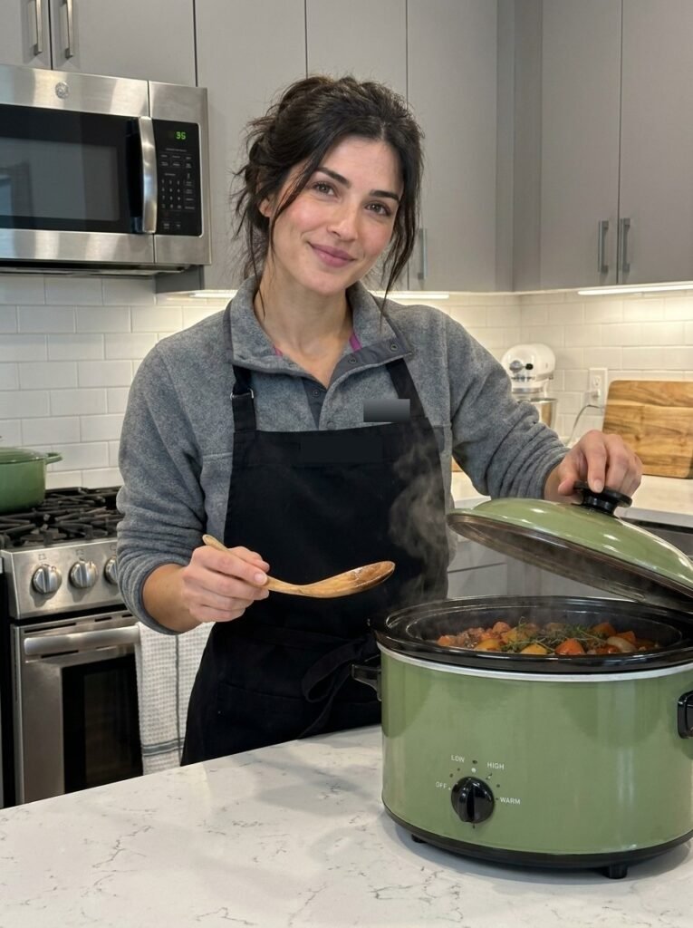 Hannah, the cook behind Crockpot Daily, in her kitchen